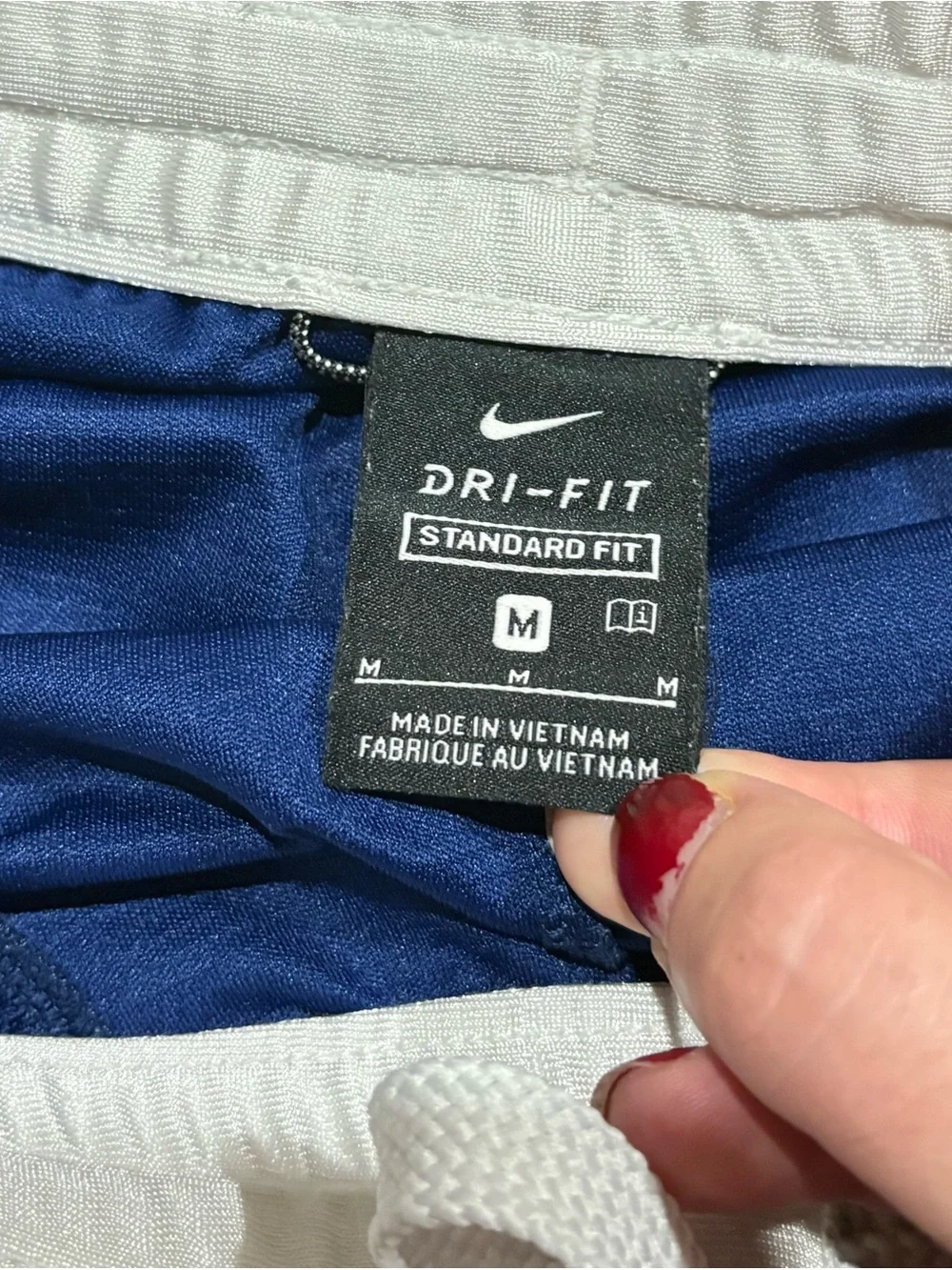 Nike Royal Blue Kids Athletic Shorts with Light Blue Swoosh and White Waistband